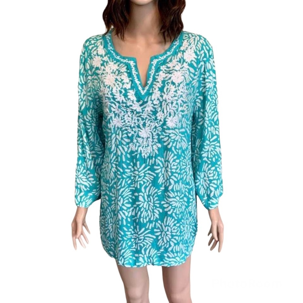 Charter Club Turquoise Printed Tunic